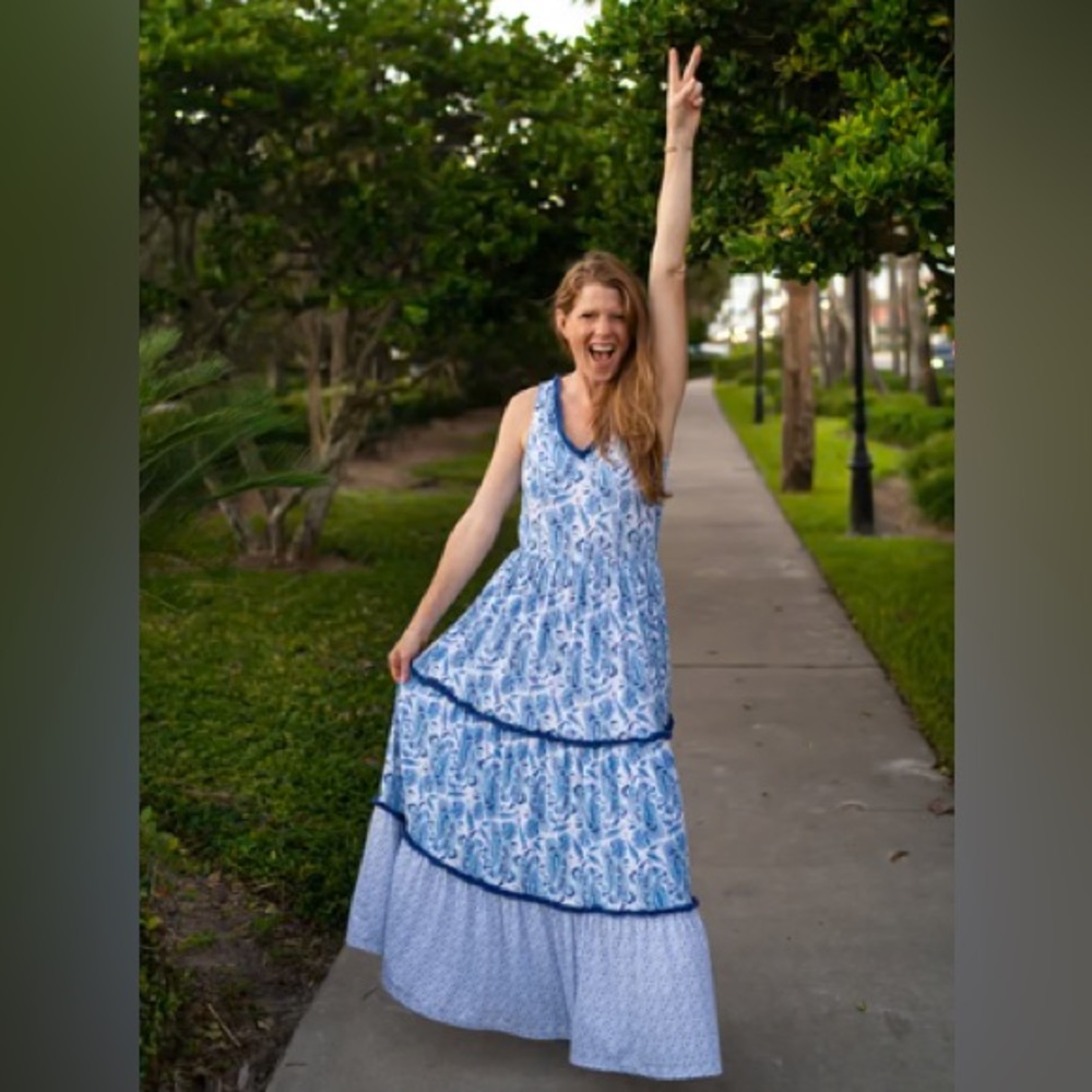 Cabana Life Blue and White Maxi Dress